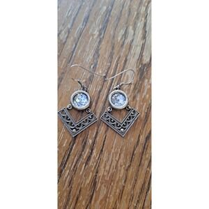 Sterling Silver Filigree Roman Glass Earrings